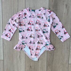 Pink Golf Cart Baby Swimsuit